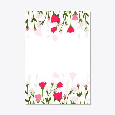 Set çiçek süsleme kartı şablonu çerçeve çiçek yaprakları