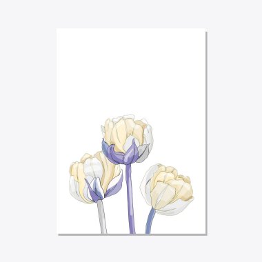 Şık çiçek davet set modern kart lale