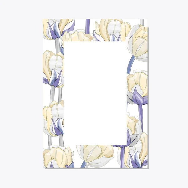 Elegante bloemen uitnodigen set moderne kaart in tulpen — Stockvector