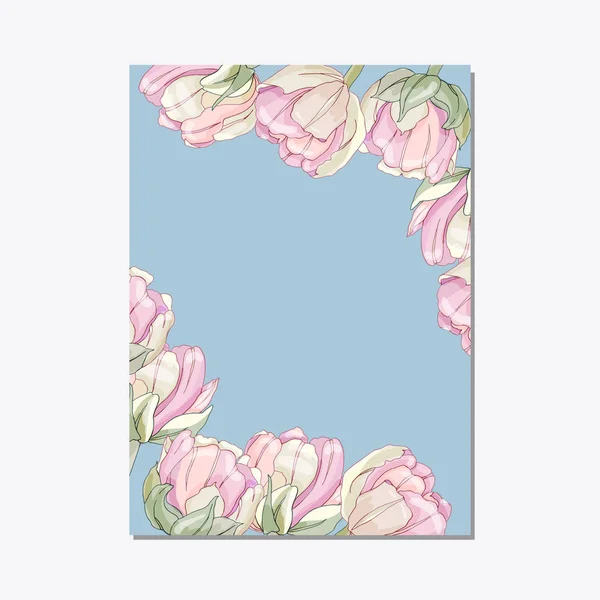 Elegante floral invitan a set tarjeta moderna en tulipanes — Vector de stock