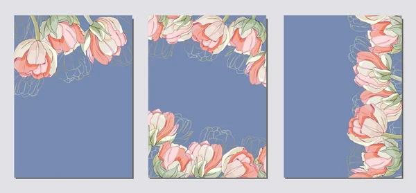 Élégante invitation florale carte moderne en tulipes — Image vectorielle