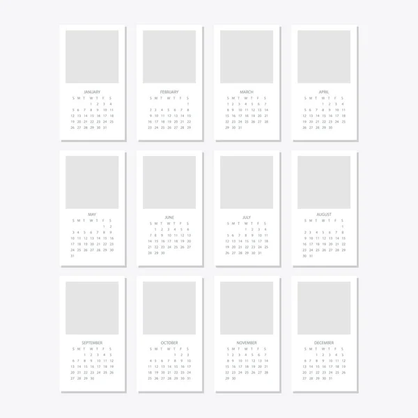 Набір мінімалістичних календарів, 2020 тижнів починається неділя — стоковий вектор
