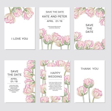 Şık çiçek davet set modern kart lale