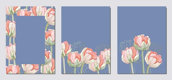 Élégante invitation florale carte moderne en tulipes — Image vectorielle