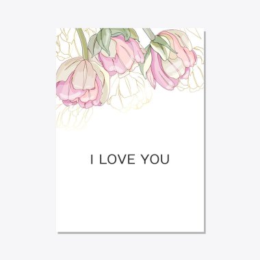 Şık çiçek davet set modern kart lale