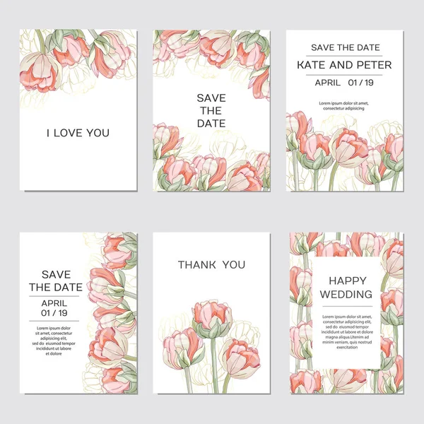Şık çiçek davet set modern kart lale