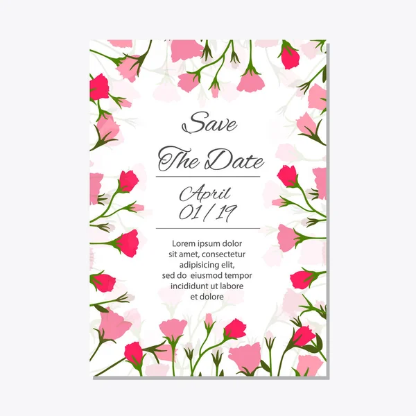 Elegante set floral de invitación, tarjeta moderna en rosa eustoma Gráficos Vectoriales