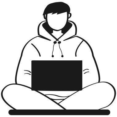 Dizüstü bilgisayarda çalışan kişi