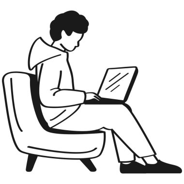 Dizüstü bilgisayarda çalışan kişi