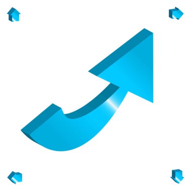 3d ok simgeler kümesi. Mavi parlak yön simge veya beyaz arka plan üzerinde izole iletişim işareti