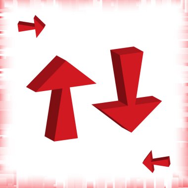 3d ok simgeler kümesi. Kırmızı yön simge veya beyaz arka plan üzerinde izole iletişim işareti