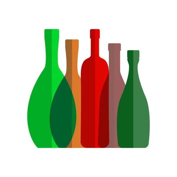Durchsichtige Weinflasche Flaches Symbol Bunte Alkoholbehälter Auf Weißem Hintergrund — Stockvektor