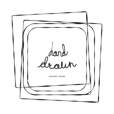 El mürekkep çizgi kare resimde çekilmiş. Doodle kroki veya karalama beyaz arka plan üzerinde izole kare için. El yazısı sanat taklit