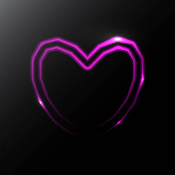 Neon Heart Icon Isoliert Auf Schwarzem Hintergrund Glühende Romantische Illustration — Stockvektor