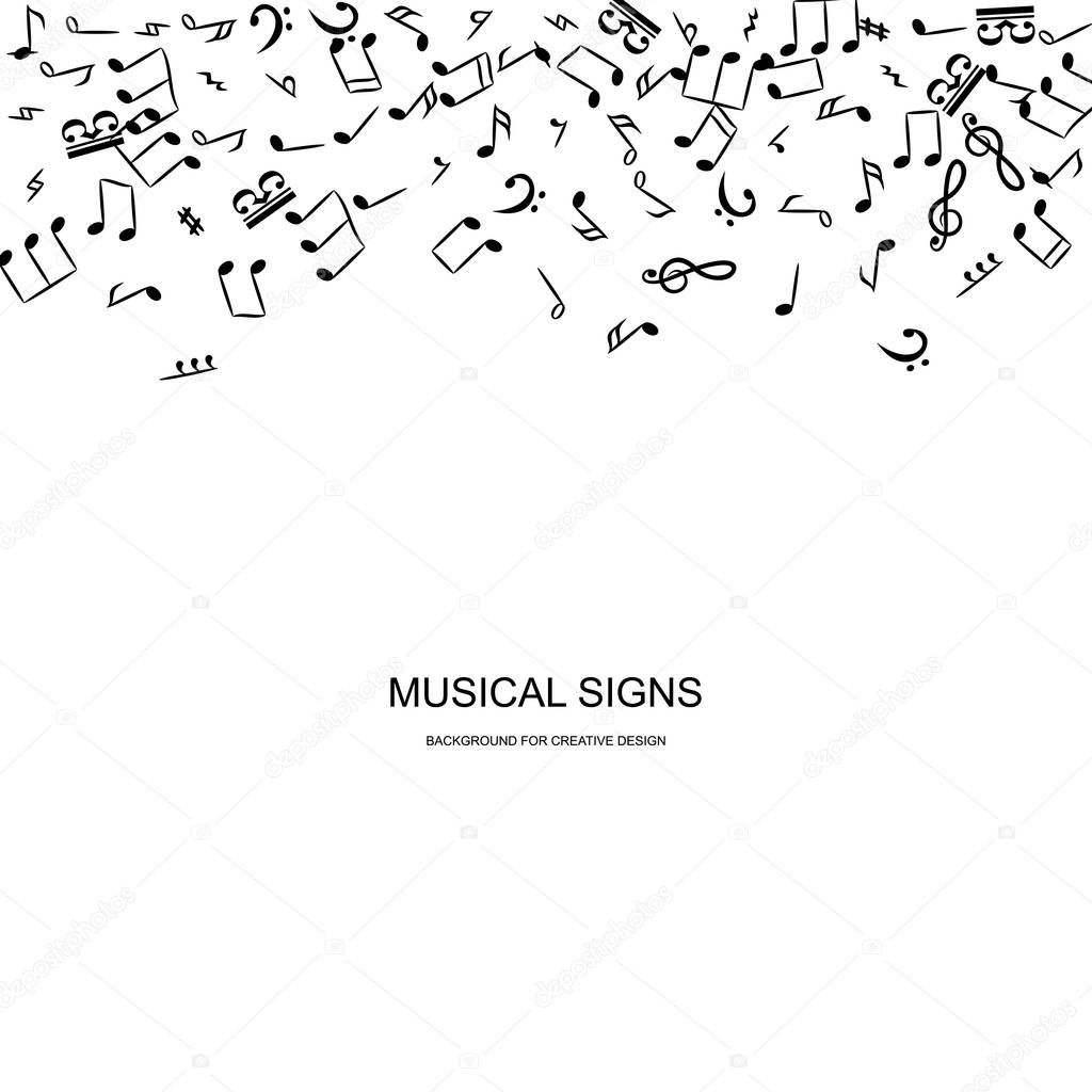 Hand Drawn Music Notes  Background. Musical Pattern with Place for Text