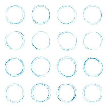 Elle çizilmiş mürekkep satırı daire illüstrasyon vektör. Dairesel doodle karalamalar yuvarlak kare üzerinde beyaz metin için yer ile izole için skeçler. El yazısıyla yazılmış kalem sanat taklit