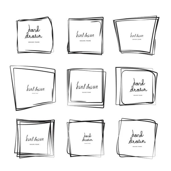 Elle çizilmiş mürekkep satırı kareler illüstrasyon vektör. Kare doodle karalamalar üzerinde beyaz metin için yer ile izole kare için skeçler. El yazısıyla yazılmış kalem sanat taklit