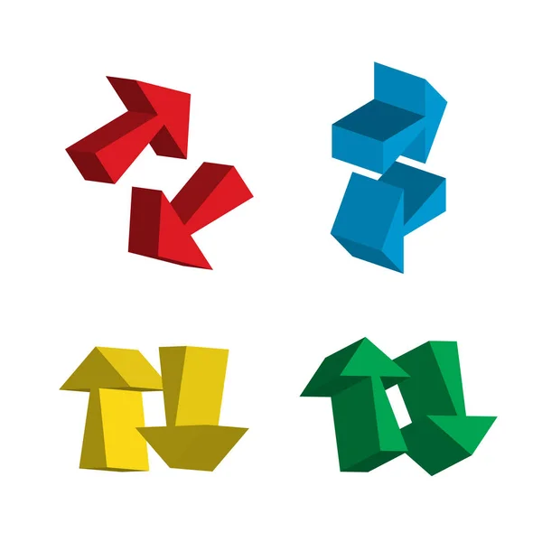 Set Icone Vettoriali Con Frecce Simboli Direzione Colorati Segni Comunicazione — Vettoriale Stock
