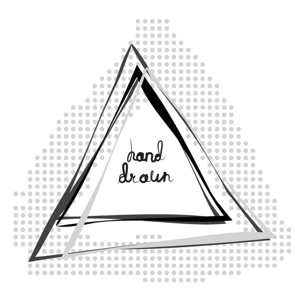 手描き三角形のフレームが白い背景で隔離 ベクトルの幾何学的な落書きスケッチ イラスト Pop アートの要素を持つシンプルなブラシ ストロークの — ストックベクタ