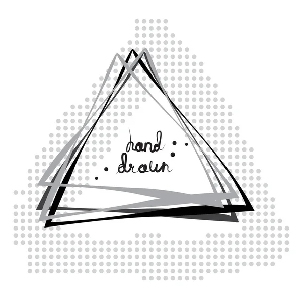 Hand Drawn Triangle Frame Isolated White Background Vector Geometric Doodle — Stock Vector