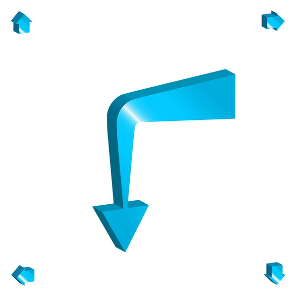 Conjunto Iconos Vectoriales Flecha Símbolo Dirección Brillante Azul Signo Comunicación — Archivo Imágenes Vectoriales