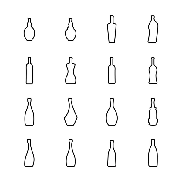 酒瓶细线矢量图标 酒精容器符号在白色背景下被隔离 — 图库矢量图片