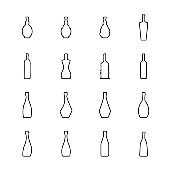 Bouteille Vin Mince Ligne Vectorielle Icône Symbole Contenant Alcool Isolé — Image vectorielle