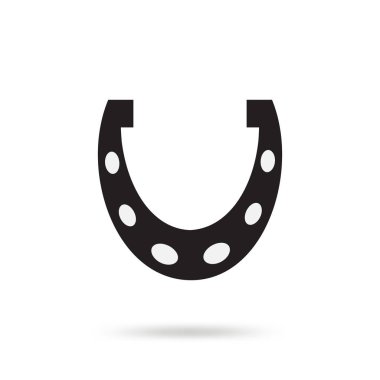 Basit siyah at nalı vektör simgesi beyaz arka plan üzerinde izole. At Ayakkabı siluet uluslararası iyi şanslar sembolü olarak. Servet ve başarı işareti