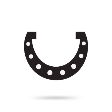 Basit siyah at nalı vektör simgesi beyaz arka plan üzerinde izole. At Ayakkabı siluet uluslararası iyi şanslar sembolü olarak. Servet ve başarı işareti