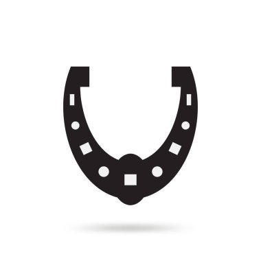 Basit siyah at nalı vektör simgesi beyaz arka plan üzerinde izole. At Ayakkabı siluet uluslararası iyi şanslar sembolü olarak. Servet ve başarı işareti