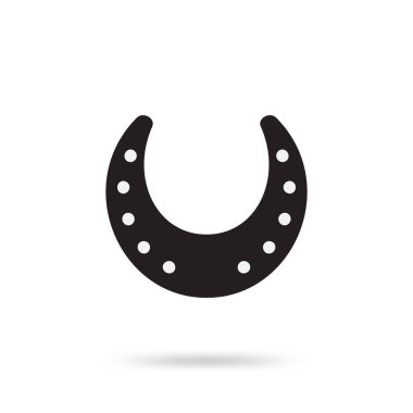 Basit siyah at nalı vektör simgesi beyaz arka plan üzerinde izole. At Ayakkabı siluet uluslararası iyi şanslar sembolü olarak. Servet ve başarı işareti