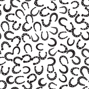 At nalı vektör seamless modeli. At Ayakkabı siluet uluslararası iyi şanslar sembolü olarak. Servet ve başarı işaretleri ile sonsuz arka plan