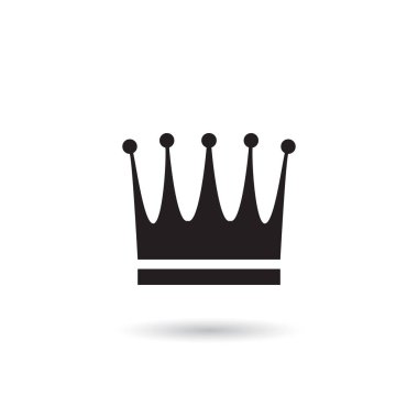 Gölge ile basit Crown simgesi. Kraliyet sembolü Diadem beyaz arka plan üzerinde izole. Taç giyme töreni vektör çizim
