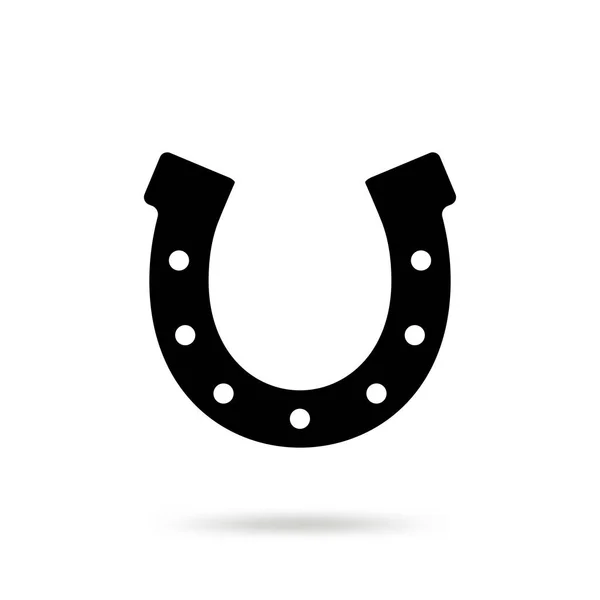 简单的黑色马蹄矢量图标被隔离在白色背景 马鞋剪影作为国际吉祥符号 财富与成功标志 — 图库矢量图片