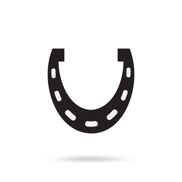 Egyszerű Fekete Horseshoe Vector Icon Elszigetelt Fehér Background Cipő Sziluett — Stock Vector