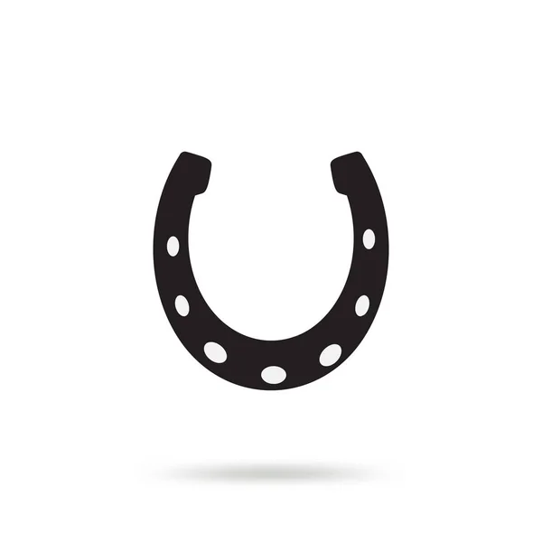 Eenvoudige Zwarte Hoefijzer Vector Pictogram Geïsoleerd Een Witte Achtergrond Paard — Stockvector