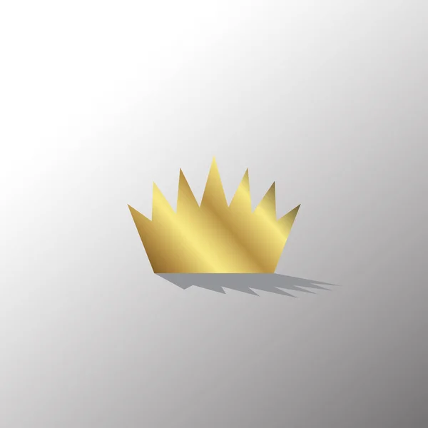 Gouden Kroon Pictogram Vlakke Stijl Met Schaduw Gouden Koninklijk Symbool — Stockvector