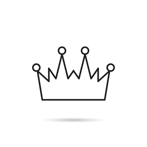 Einfaches Kronensymbol Mit Schatten Königliches Symboldiadem Isoliert Auf Weißem Hintergrund — Stockvektor