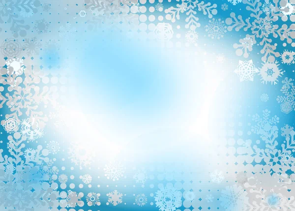 Ljus Blå Bakgrund Med Snöflingor Vector Snöfall Vintern Mönster Blå — Stock vektor