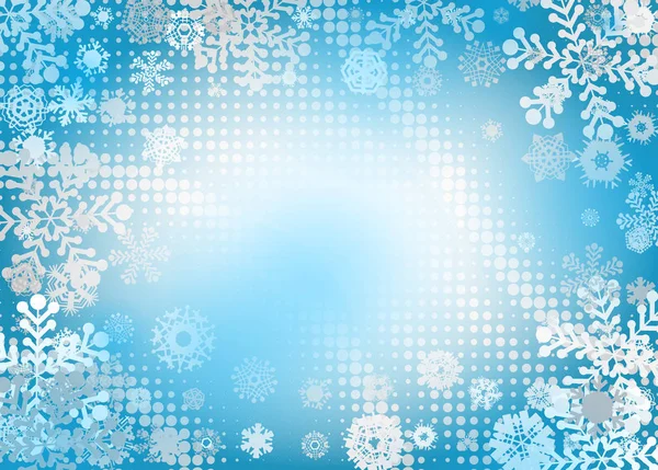 Fondo Azul Brillante Con Copos Nieve Patrón Invierno Nevadas Vectoriales — Archivo Imágenes Vectoriales