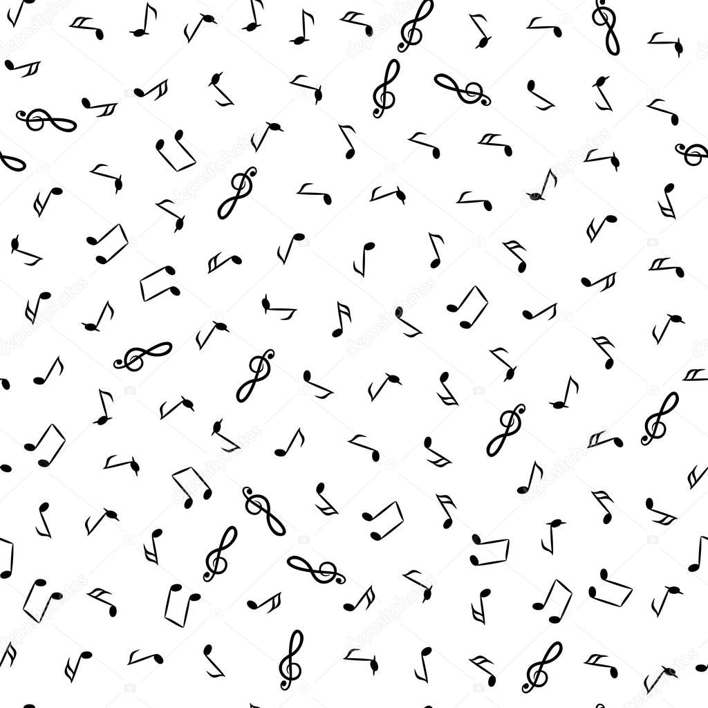 Hand Drawn Music Notes Vector Endless Background. Musical Seamless Pattern with Note Icons