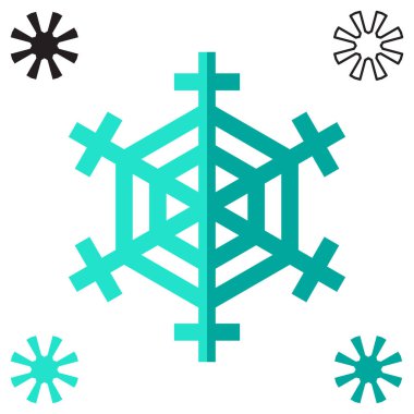 Beyaz arka plan üzerinde izole kar tanesi simgeler koleksiyonu. Snow flake elemanları kış tasarım ve dekorasyon için. Buzdolabı vektör simge veya logosu set