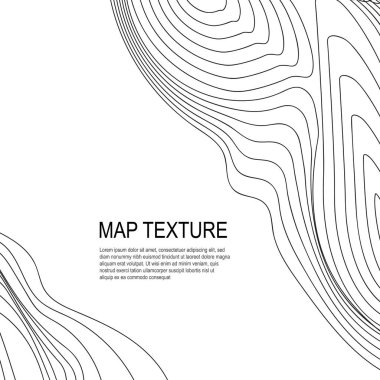 Topographical vector background with place for text. Geodesy contouring map texture with line contours of terrain. Geographic relief mountains landscape. Topography and cartography pattern clipart
