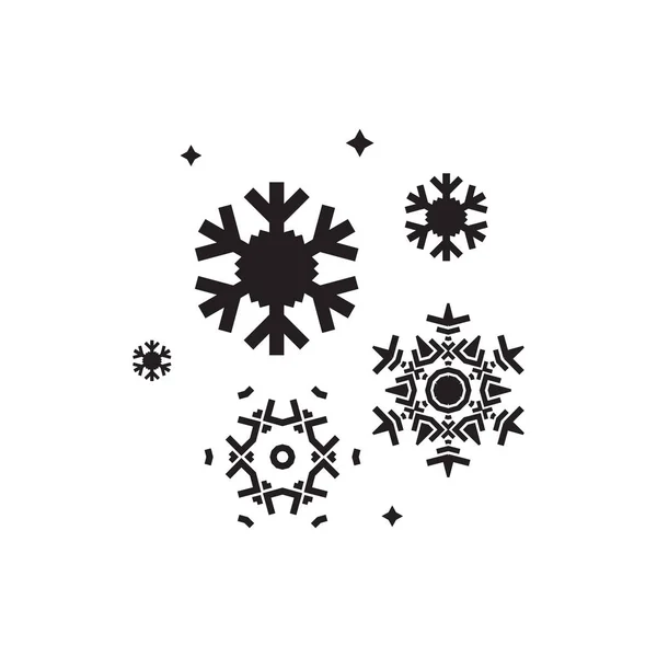 Raccolta Icone Fiocco Neve Isolato Sfondo Bianco Elementi Fiocco Neve — Vettoriale Stock