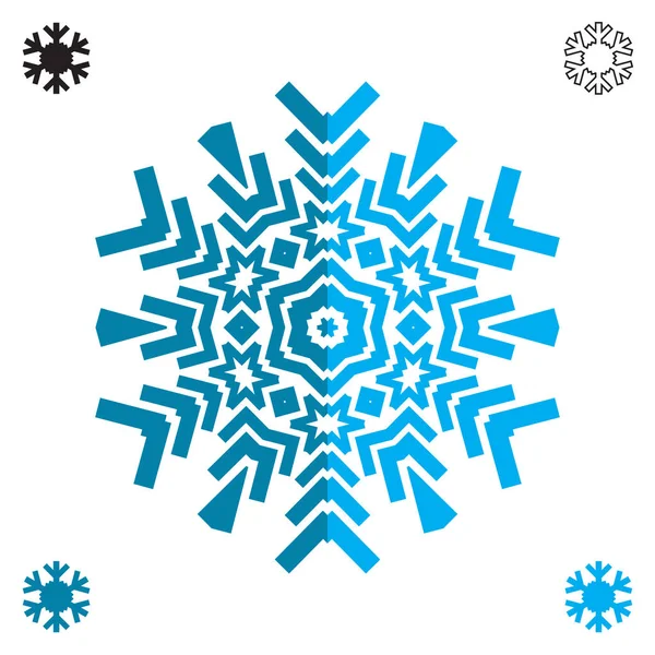 Schneeflockensymbol Flachen Stil Isoliert Auf Weißem Hintergrund Schneeflockenelement Für Winterliches — Stockvektor
