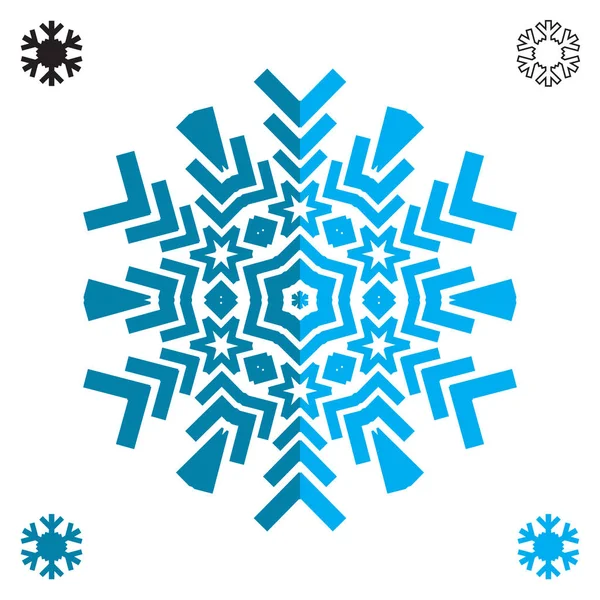Schneeflockensymbol Flachen Stil Isoliert Auf Weißem Hintergrund Schneeflockenelement Für Winterliches — Stockvektor