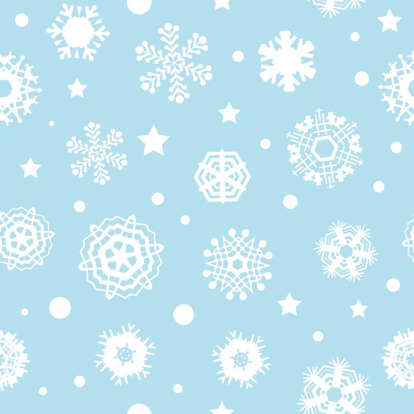Strahlend Blauer Hintergrund Mit Schneeflocken Vektor Schneefall Wintermuster Schneefall Illustration — Stockvektor