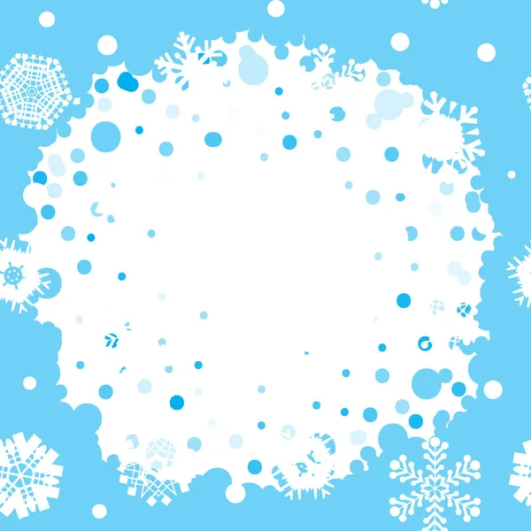 Helder Blauwe Achtergrond Met Sneeuwvlokken Vector Sneeuwval Winter Patroon Sneeuw — Stockvector