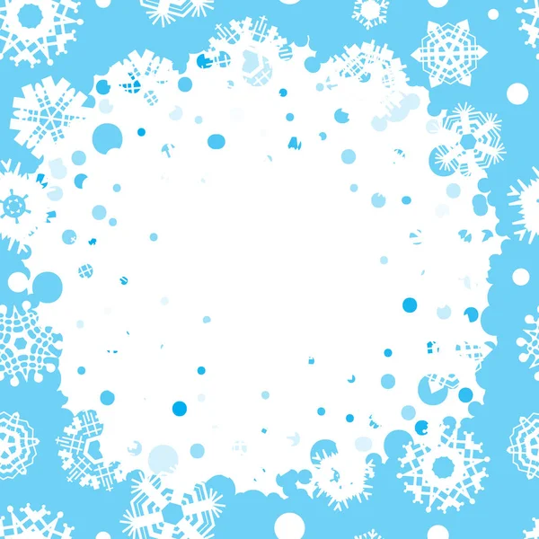 Luminoso Sfondo Blu Con Fiocchi Neve Schema Invernale Delle Nevicate — Vettoriale Stock