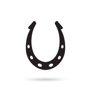 Basit siyah at nalı vektör simgesi beyaz arka plan üzerinde izole. At Ayakkabı siluet uluslararası iyi şanslar sembolü olarak. Servet ve başarı işareti